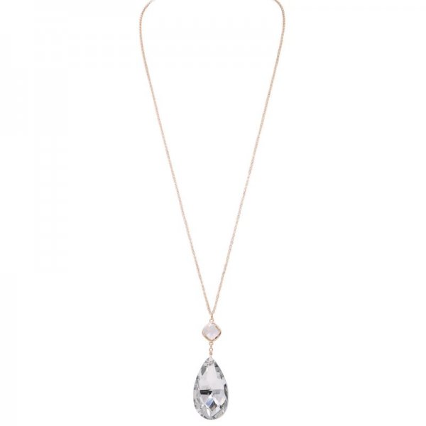 Glass Jewel Teardrop Long Necklace
