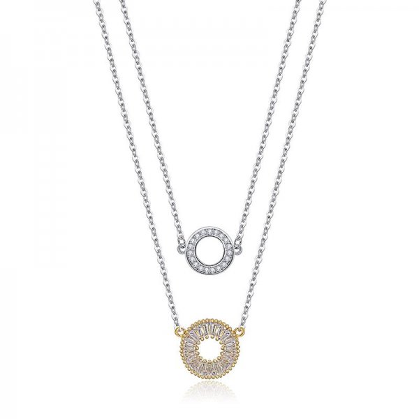 Two Tone  Circle Drop Necklace