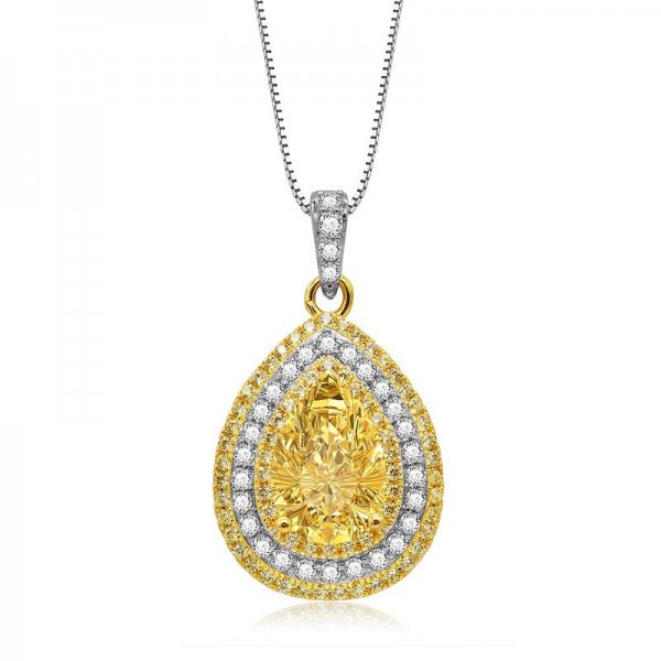 Enticing Bright Yellow Drop Shape Gemstone Necklace