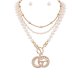 Metal C Chain Pendant Necklace Set